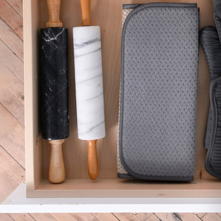 Black and Gray Silicone Cookware Protectors and Drying Mat Set