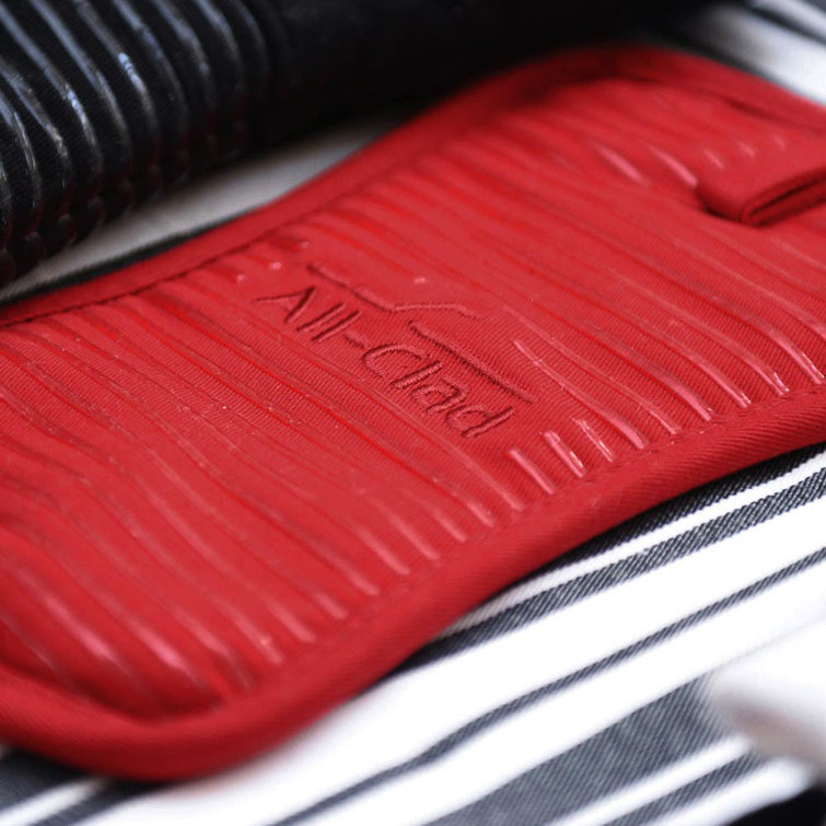 Chili Red Silicone Cotton Twill Pot Holder Set
