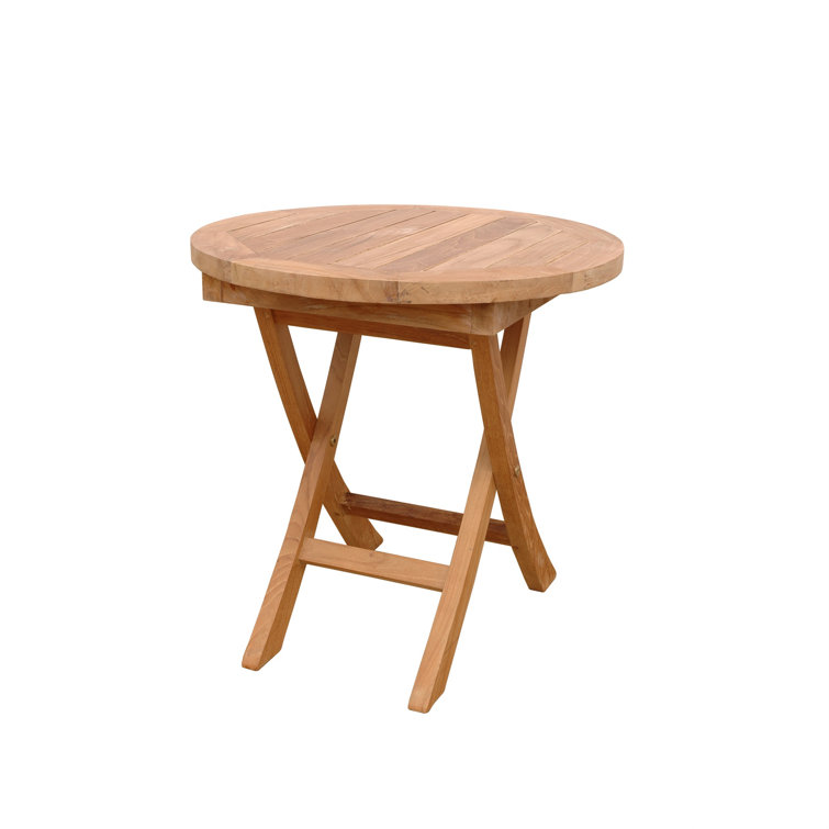 Compact Bahama 20" Round Teak Folding Side Table
