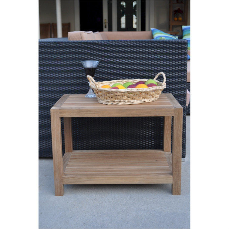 Windsor Teak Square 2-Tier Patio Side Table