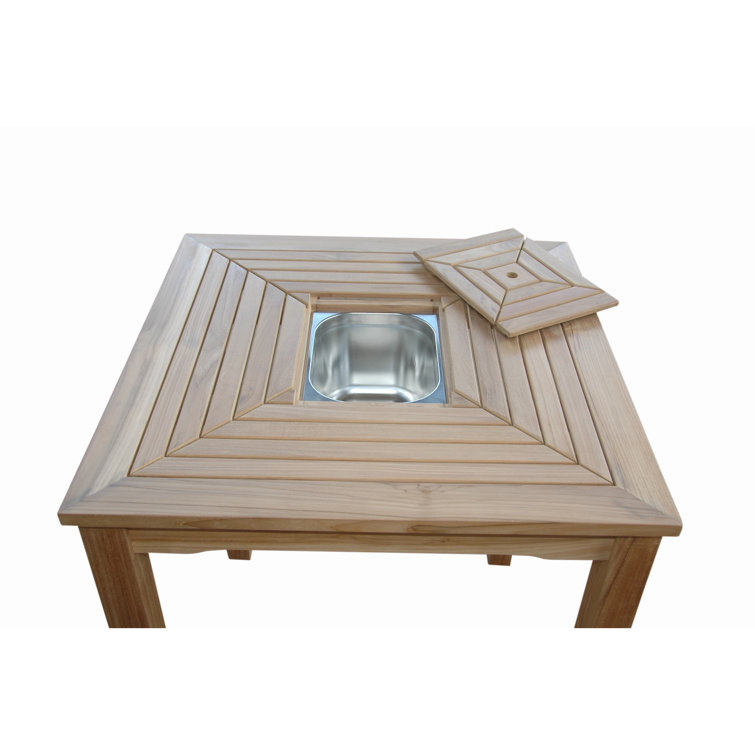 Chatsworth Teak Bar Table with Stainless Steel Ice Chiller