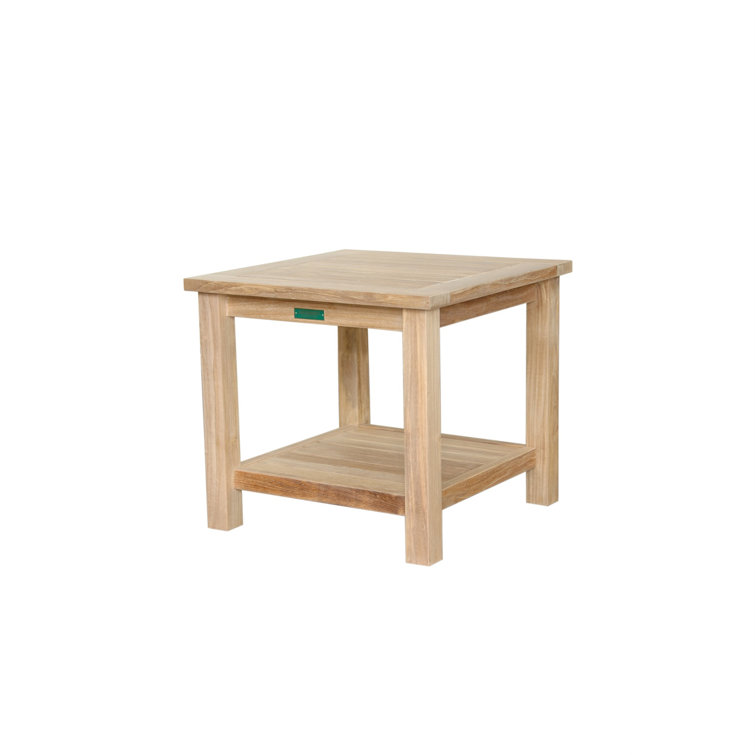 Bahama Teak 22" Square 2-Tier Side Table in Natural Finish