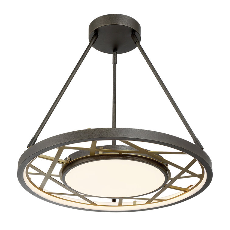 Tribeca Smoked Iron and Soft Brass 1-Light LED Drum Pendant