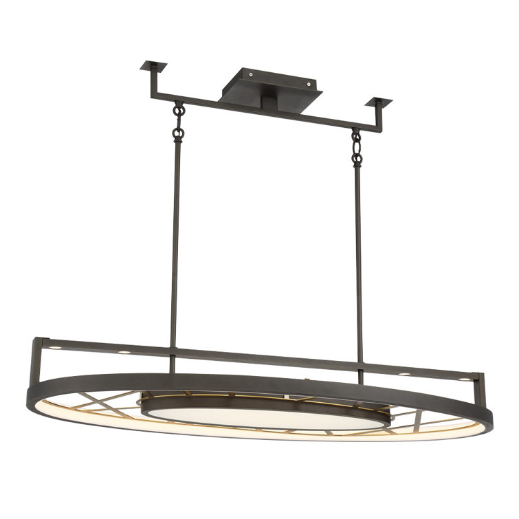 Tribeca Smoked Iron & Soft Brass LED Pendant with Etched Glass