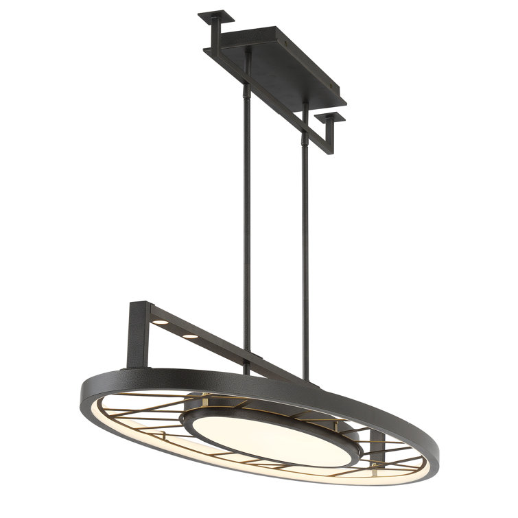 Tribeca Smoked Iron & Soft Brass LED Pendant with Etched Glass