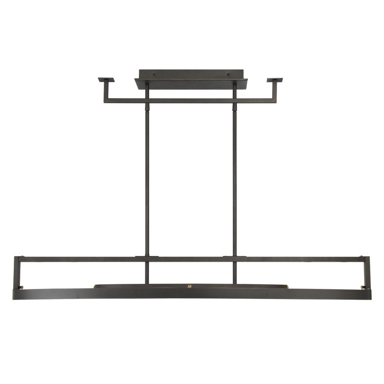 Tribeca Smoked Iron & Soft Brass LED Pendant with Etched Glass