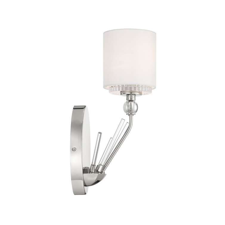 Sutton 16'' Polished Nickel Cylinder Sconce with White Silk Shade