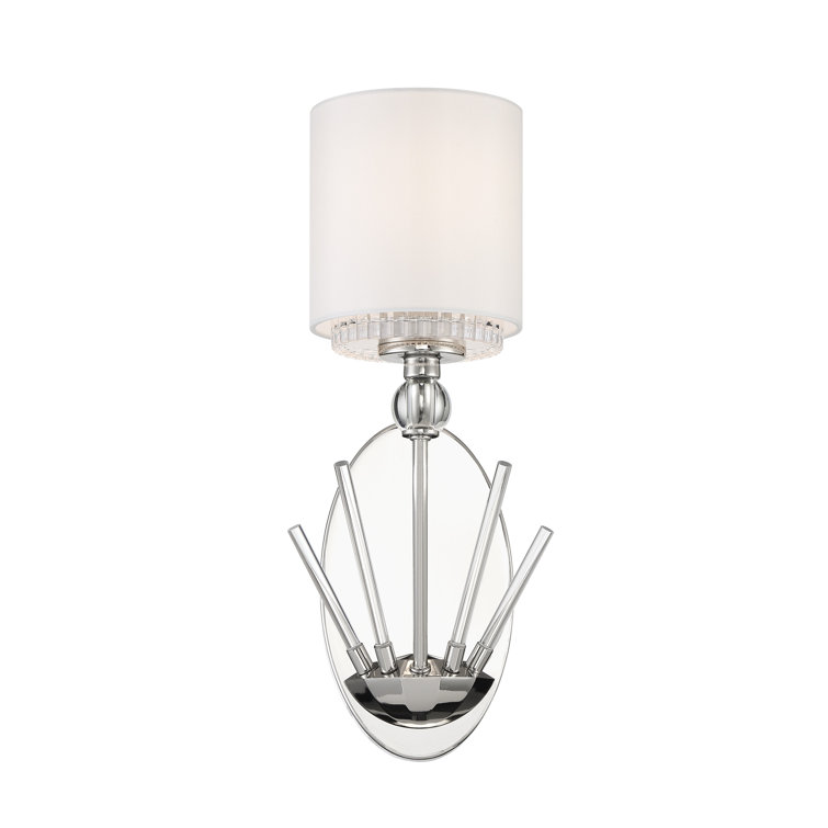 Sutton 16'' Polished Nickel Cylinder Sconce with White Silk Shade