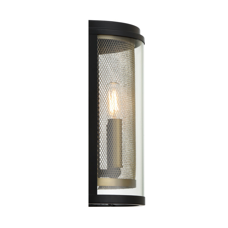 Soho 2-Light Dimmable Coal and Soft Brass Wire Mesh Sconce