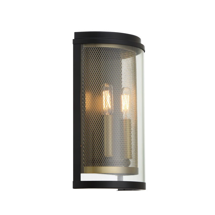 Soho 2-Light Dimmable Coal and Soft Brass Wire Mesh Sconce