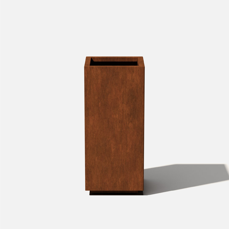 Elegant Corten Steel 24 Gallon Square Pedestal Planter