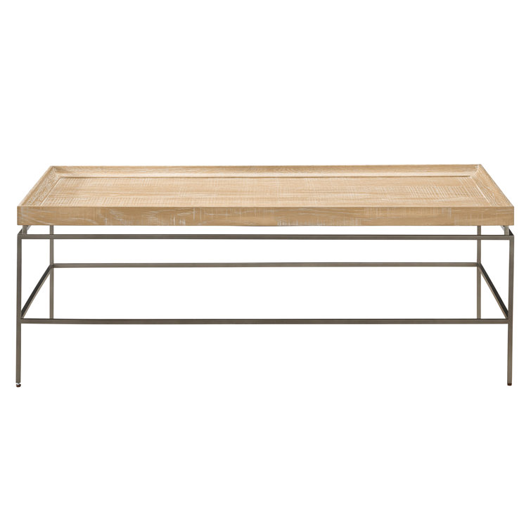 Rustic Natural Oak and Metal Coffee Table