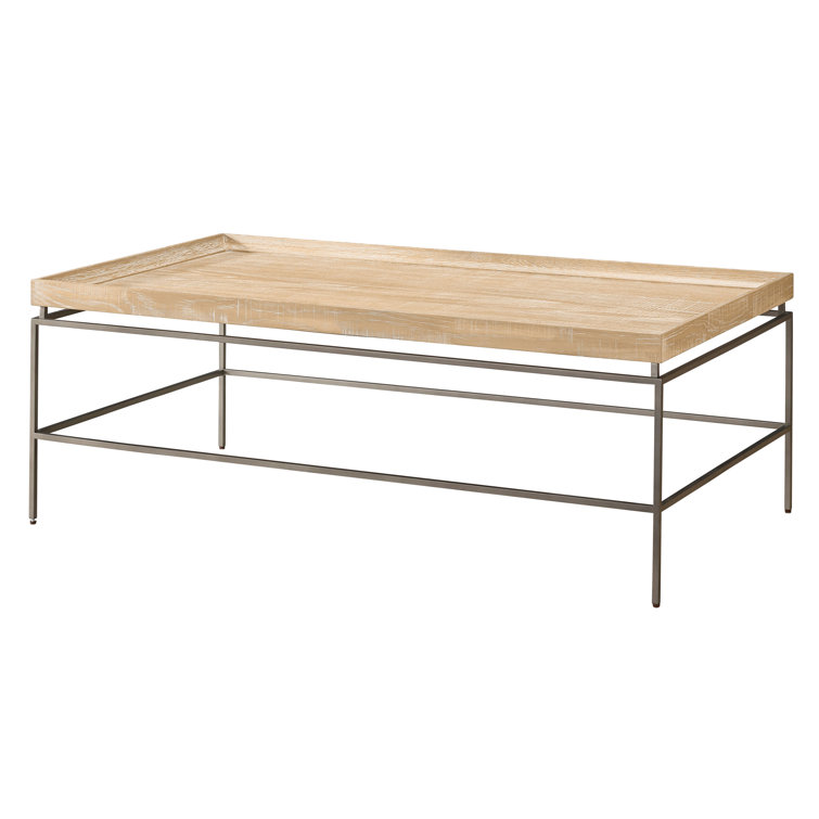 Rustic Natural Oak and Metal Coffee Table
