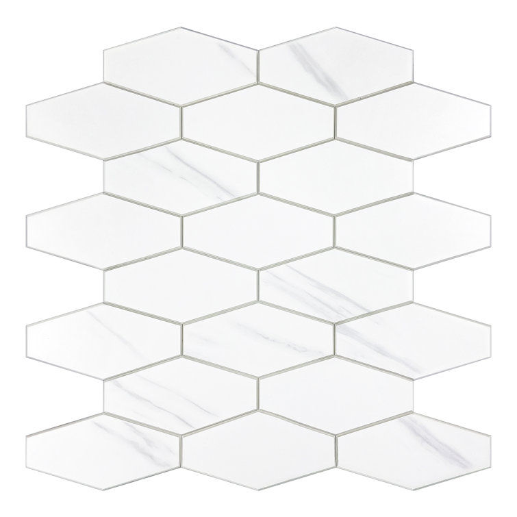 Calacatta White Stone Composite Peel and Stick Hexagon Tiles