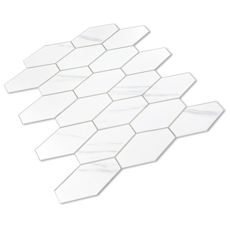 Calacatta White Stone Composite Peel and Stick Hexagon Tiles