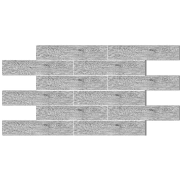 Light Gray Polished Stone Composite Peel and Stick Tile