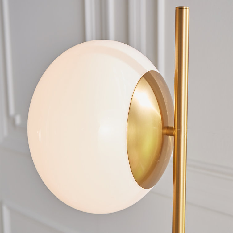 Burnished Brass Floor Lamp with Milk White Glass Shade