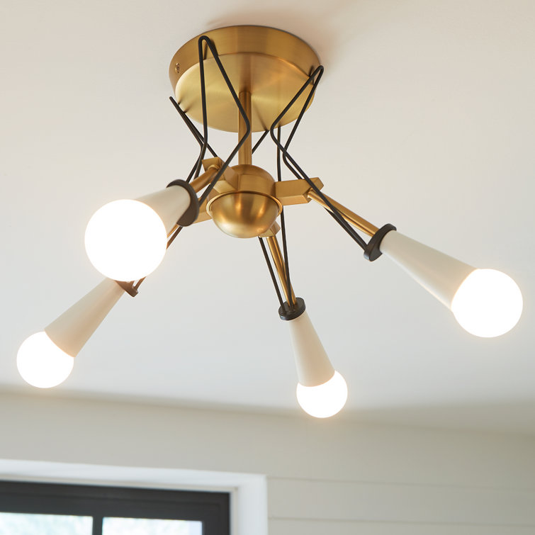 Ellen's Piro Burnished Brass & Midnight Black 4-Light Flush Mount