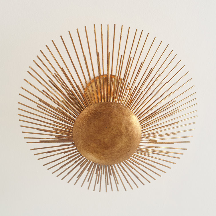 Helios Gold Leaf 17'' Steel Sunburst Semi Flush Mount Light