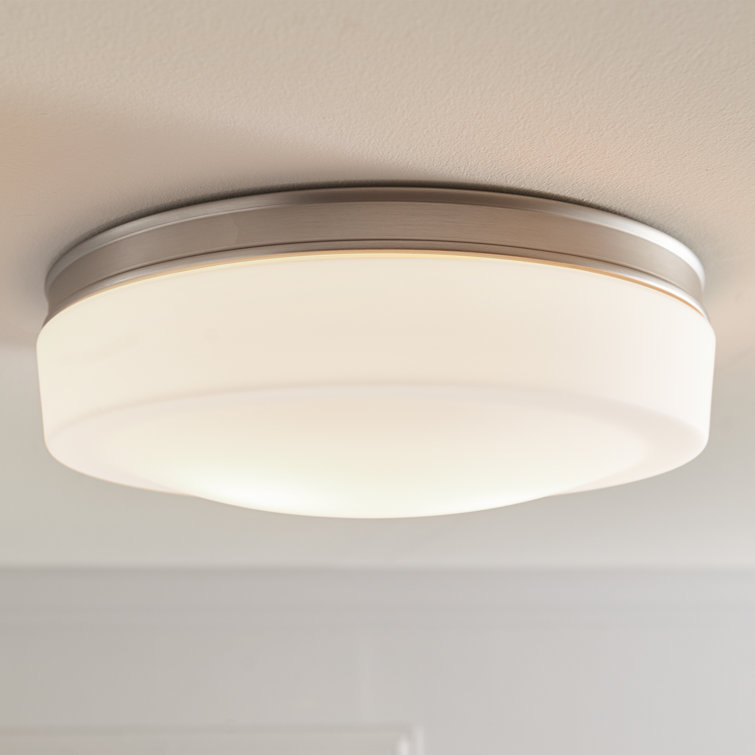 Elegant Satin Nickel 2-Light Indoor/Outdoor Flush Mount with Opal Etched Glass