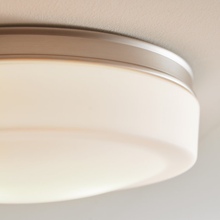Elegant Satin Nickel 2-Light Indoor/Outdoor Flush Mount with Opal Etched Glass