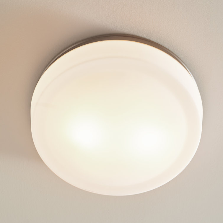 Elegant Satin Nickel 2-Light Indoor/Outdoor Flush Mount with Opal Etched Glass