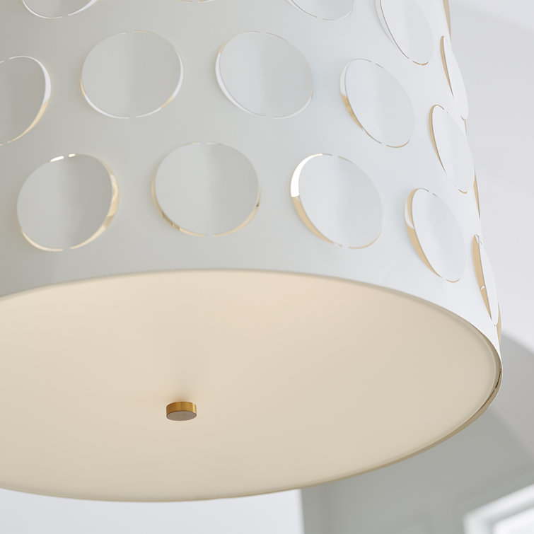 Dottie Burnished Brass Large Drum Chandelier with Perforated Pattern