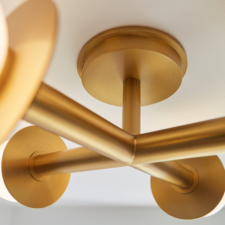 Burnished Brass 4-Light Indoor/Outdoor Globe LED Flush Mount