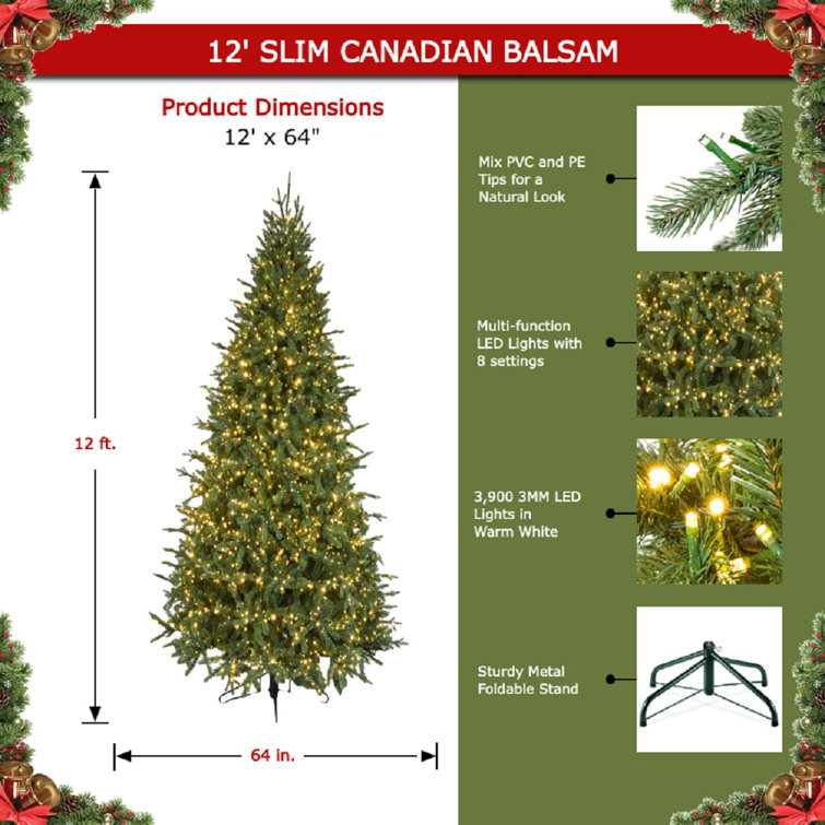 12' Green Fir Christmas Tree with Clear Lights