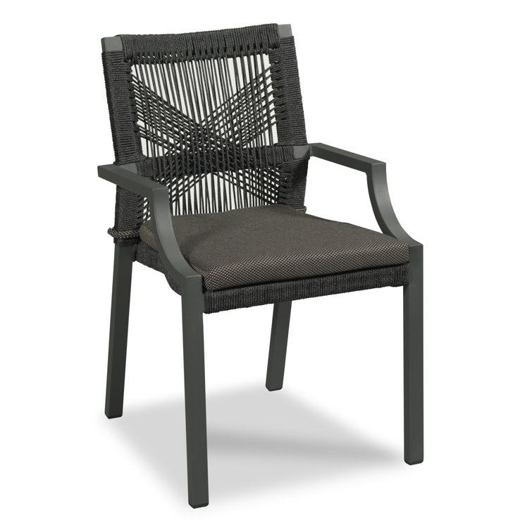 Graphite Gray Powder Coated Aluminum Dining Chair with Cotton Cushion