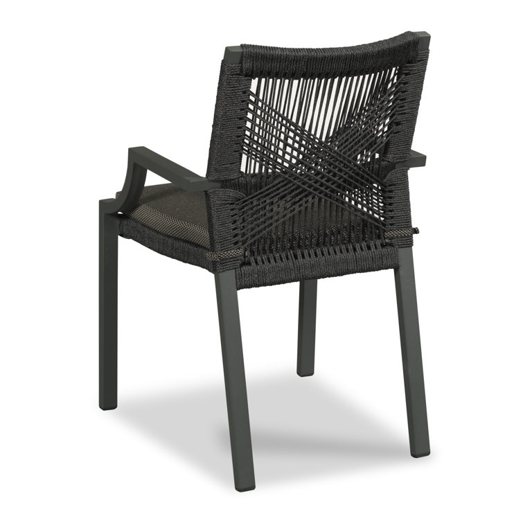 Graphite Gray Powder Coated Aluminum Dining Chair with Cotton Cushion