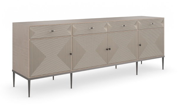 Woodland Gray and Deep Bronze 82.5'' Sideboard with Reeded Fronts