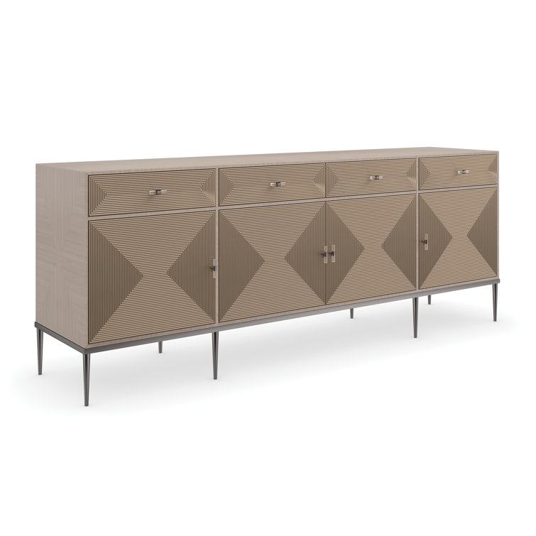 Woodland Gray and Deep Bronze 82.5'' Sideboard with Reeded Fronts