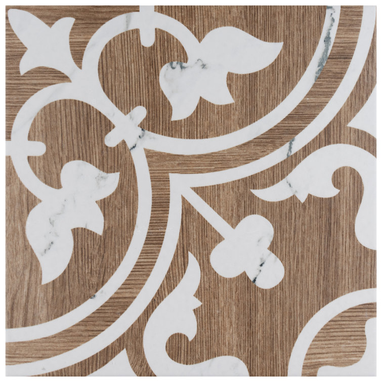 Llama Arte Loire Verso Brown Porcelain Patterned Wall & Floor Tile