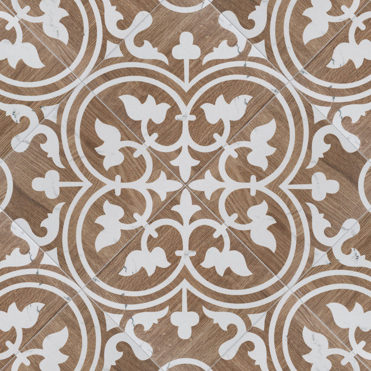 Llama Arte Loire Verso Brown Porcelain Patterned Wall & Floor Tile