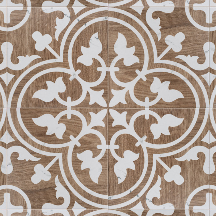Llama Arte Loire Verso Brown Porcelain Patterned Wall & Floor Tile