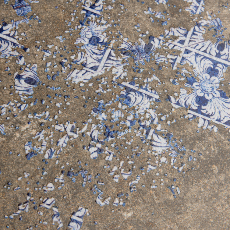 Antigua Deco 13" x 13" Brown and Blue Porcelain Tile