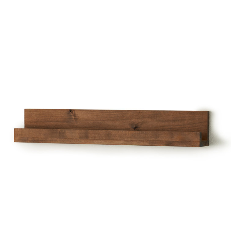 Walnut Alder Wood Floating Wall Shelves, Set of 2