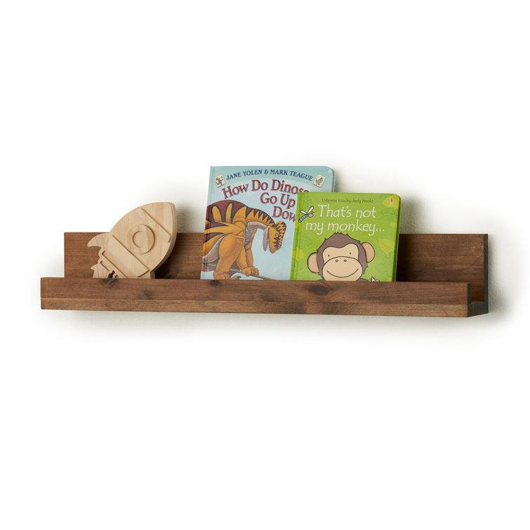 Walnut Alder Wood Floating Wall Shelves, Set of 2