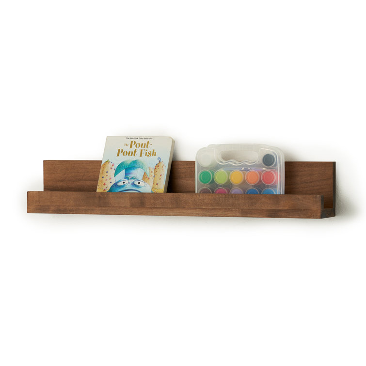 Walnut Alder Wood Floating Wall Shelves, Set of 2
