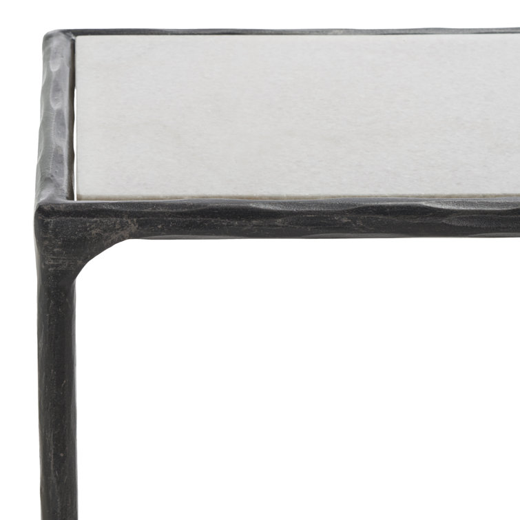 Evelynn Luxe 48'' Black Metal and White Marble Console Table