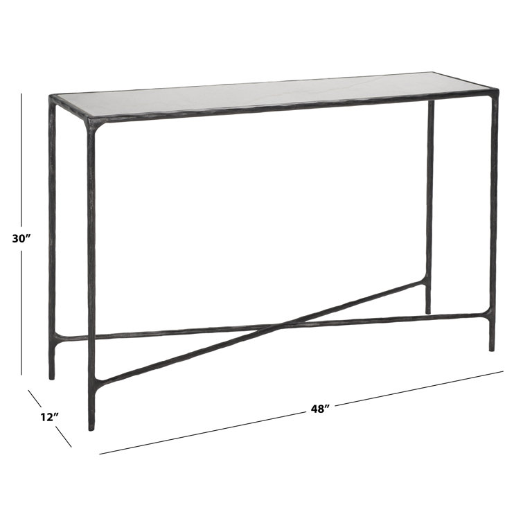 Evelynn Luxe 48'' Black Metal and White Marble Console Table