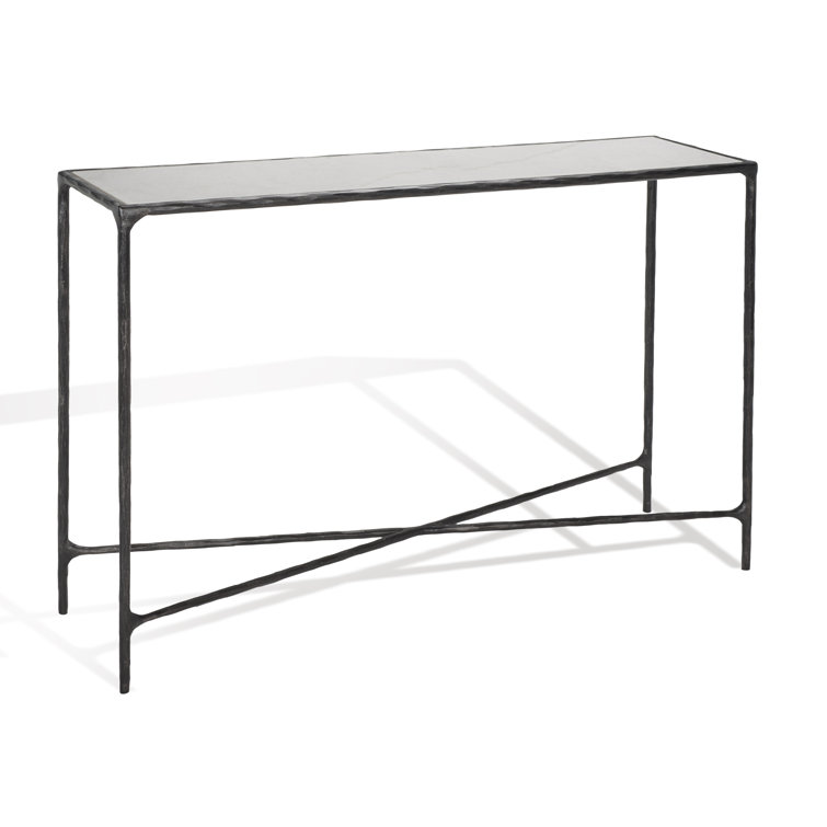 Evelynn Luxe 48'' Black Metal and White Marble Console Table