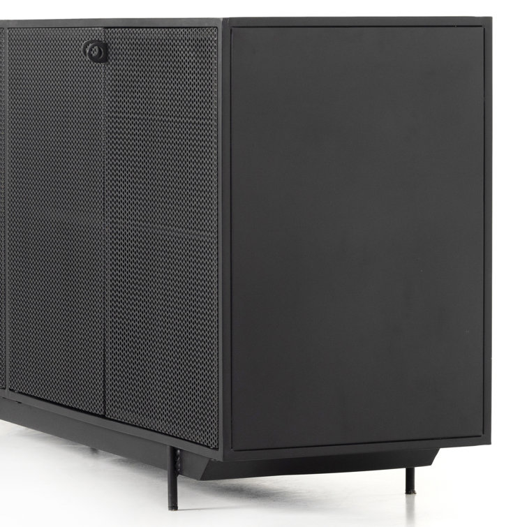 Hendrick Modern Black Iron 73'' Perforated Sideboard