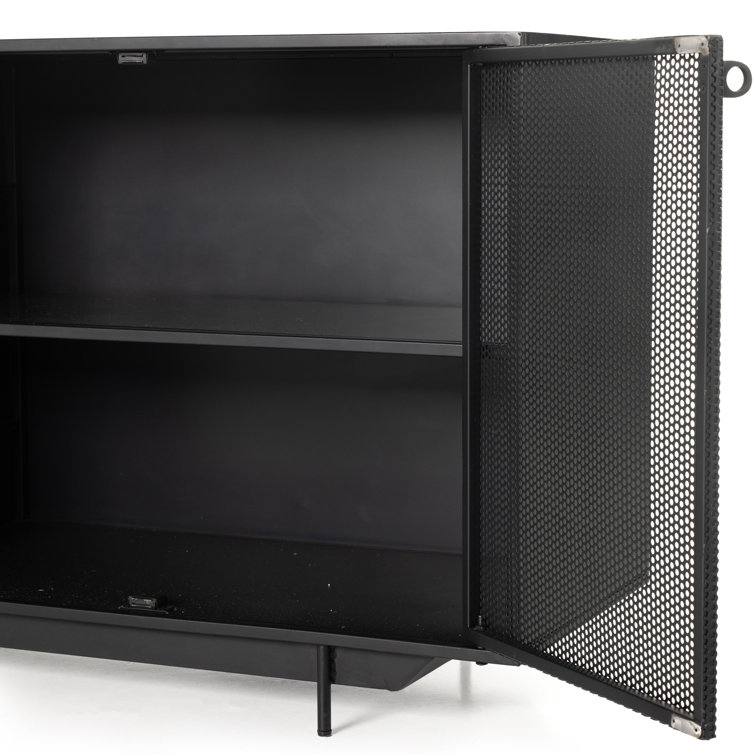 Hendrick Modern Black Iron 73'' Perforated Sideboard