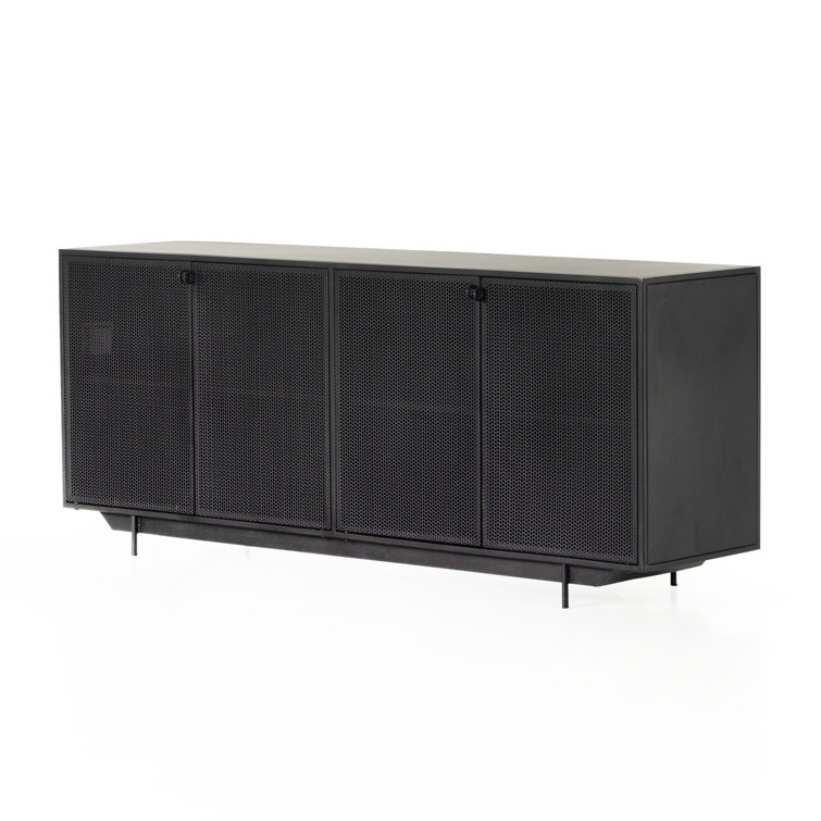 Hendrick Modern Black Iron 73'' Perforated Sideboard