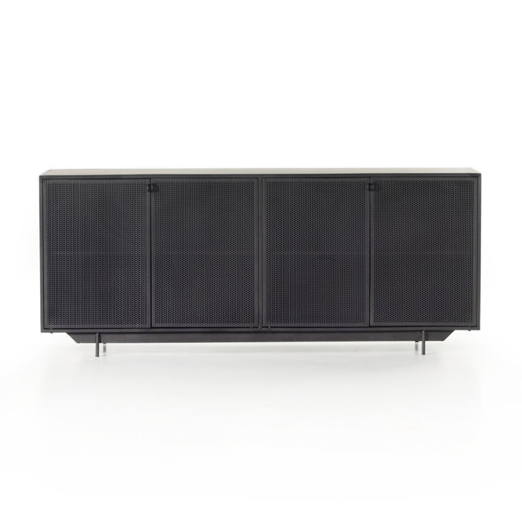 Hendrick Modern Black Iron 73'' Perforated Sideboard