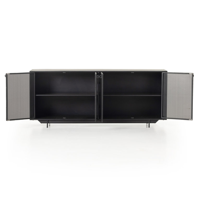 Hendrick Modern Black Iron 73'' Perforated Sideboard