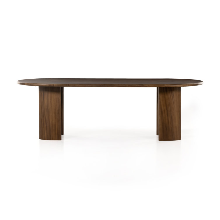 Contemporary Dark Brown Oval Wood Dining Table, 98.5"