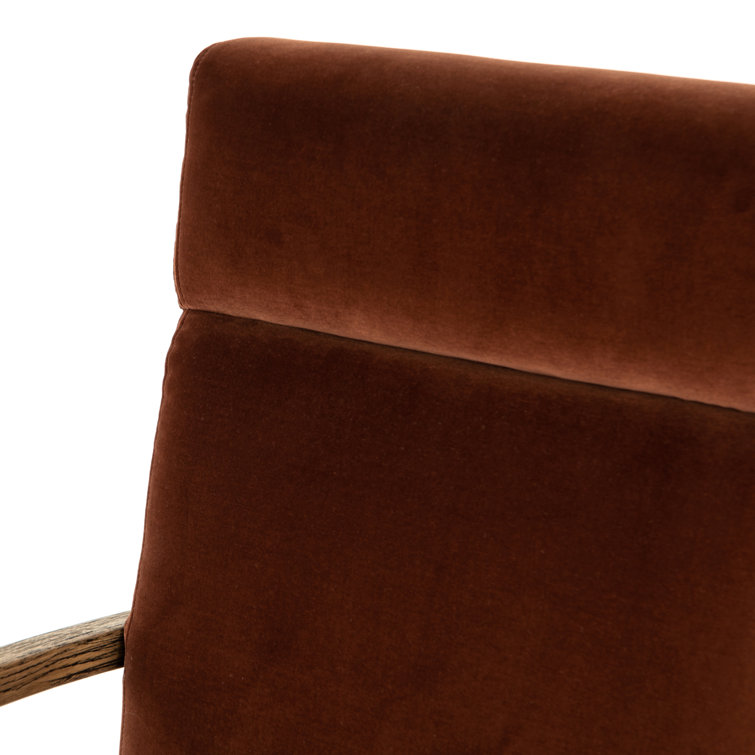 Masterson Burnt Auburn Velvet Swivel Desk Chair with Distressed Oak Frame